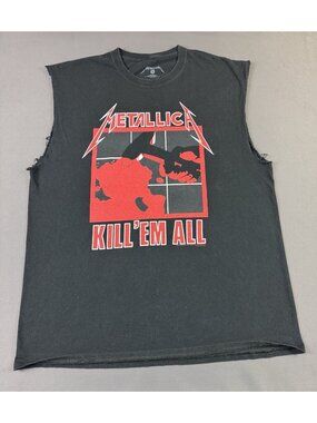 Rare Y2K Metallica Kill Em All Lightning Electric Chair Band Tee Cut Off Sleeve